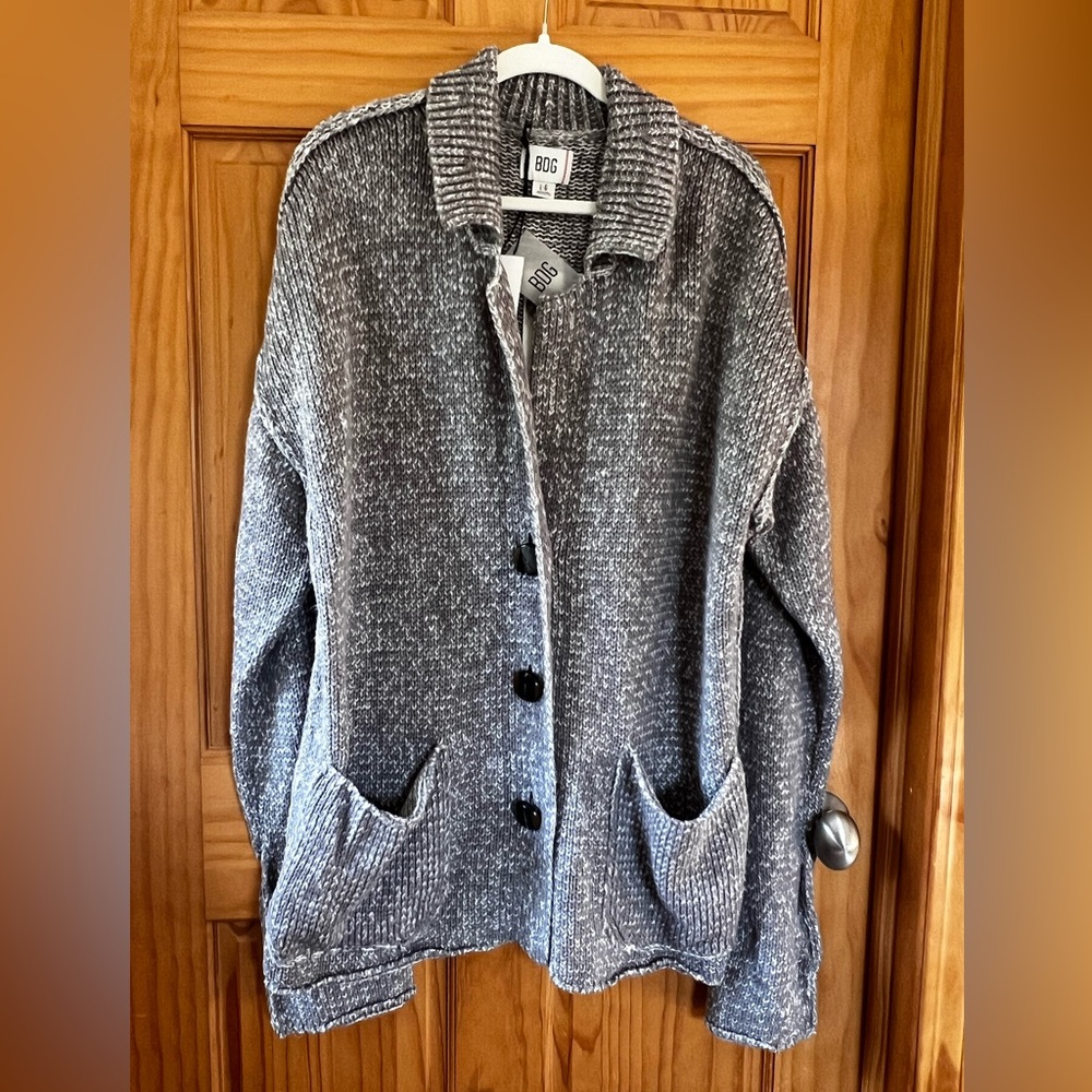 BDG Gray Button-Up Cardigan